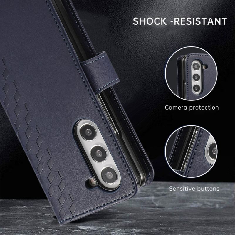 Housse Samsung Galaxy Z Fold 7 Motif Gaufré avec Lanière