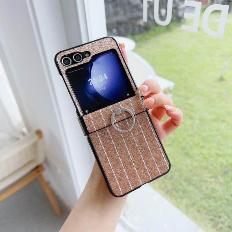 Coque Samsung Galaxy Z Flip 7 FE / Z Flip 6 Anneau Design Rayures