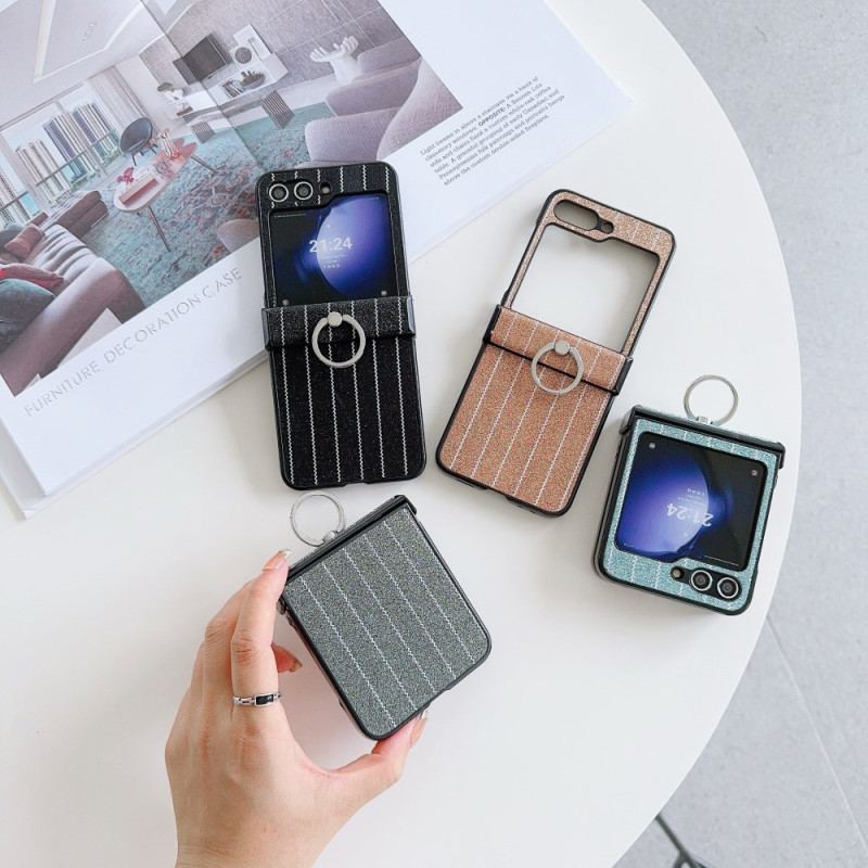 Coque Samsung Galaxy Z Flip 7 FE / Z Flip 6 Anneau Design Rayures
