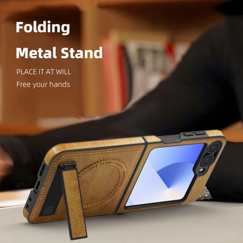 Coque Samsung Galaxy Z Flip 7 FE / Z Flip 6 Compatibilité MagSafe Effet Cuir Support