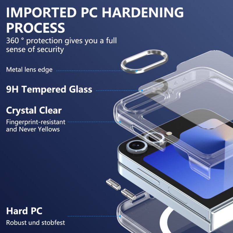 Coque Samsung Galaxy Z Flip 7 FE / Z Flip 6 Compatible MagSafe Translucide avec Protecteur Écran