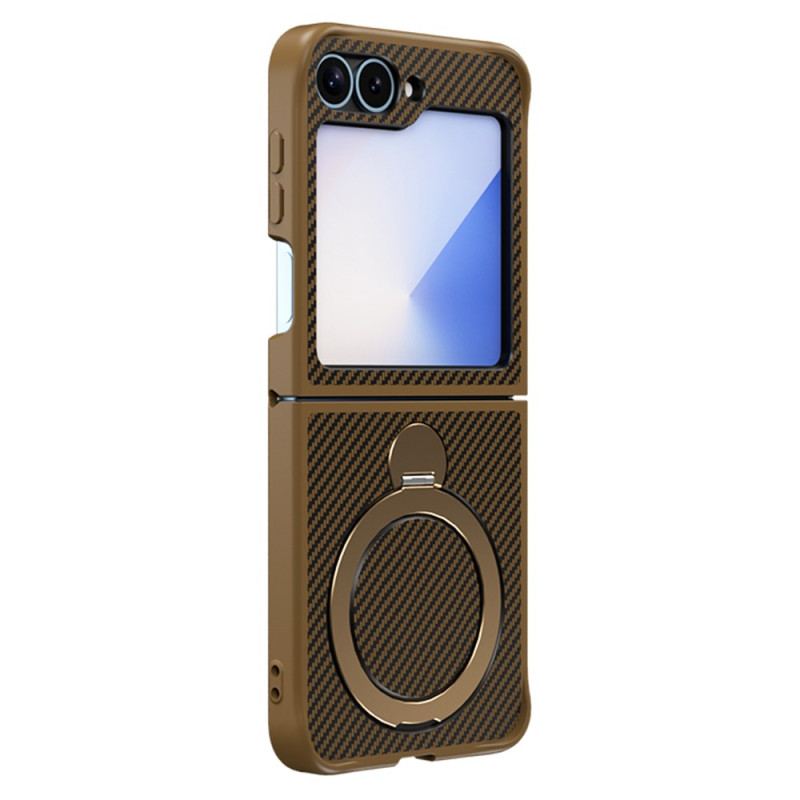 Coque Samsung Galaxy Z Flip 7 FE / Z Flip 6 Conception Fibre Carbone Support Magnétique