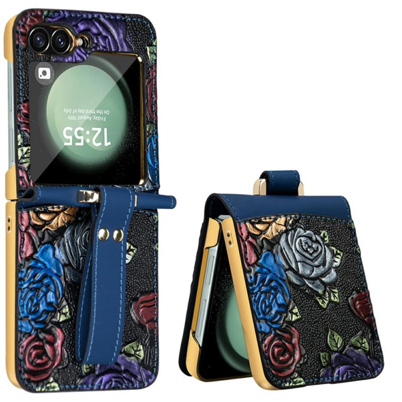 Coque Samsung Galaxy Z Flip 7 FE / Z Flip 6 Design Floral à Bandoulière