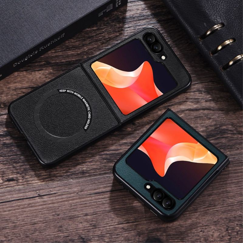 Coque Samsung Galaxy Z Flip 7 FE / Z Flip 6 Effet Cuir Compatible MagSafe