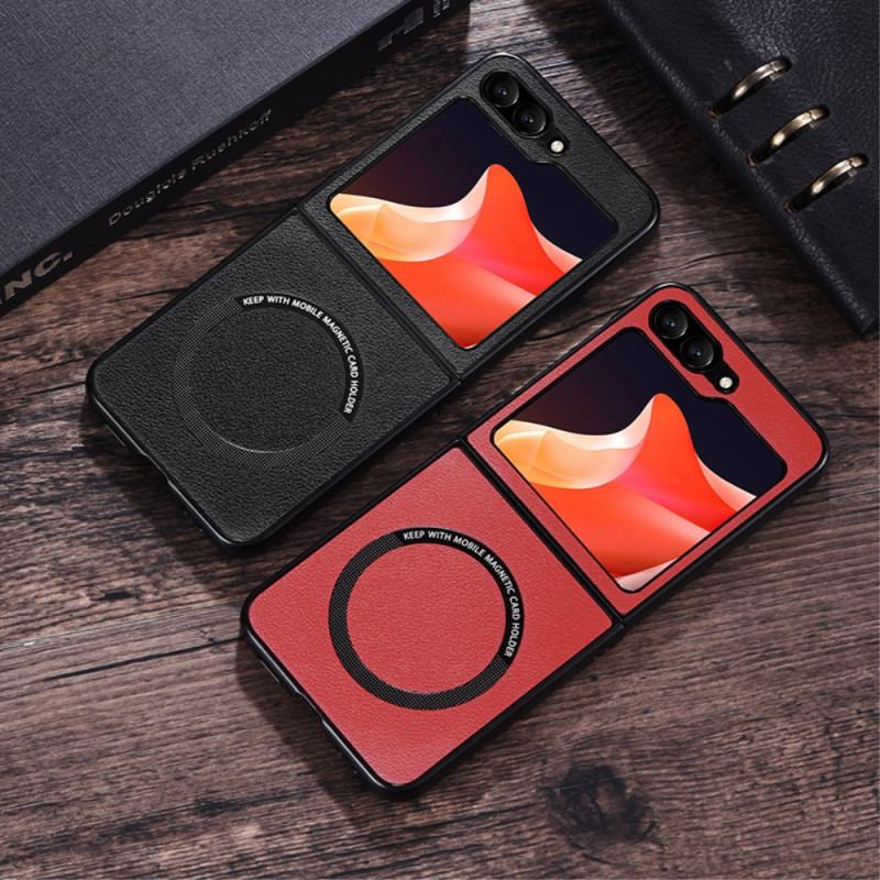 Coque Samsung Galaxy Z Flip 7 FE / Z Flip 6 Effet Cuir Compatible MagSafe