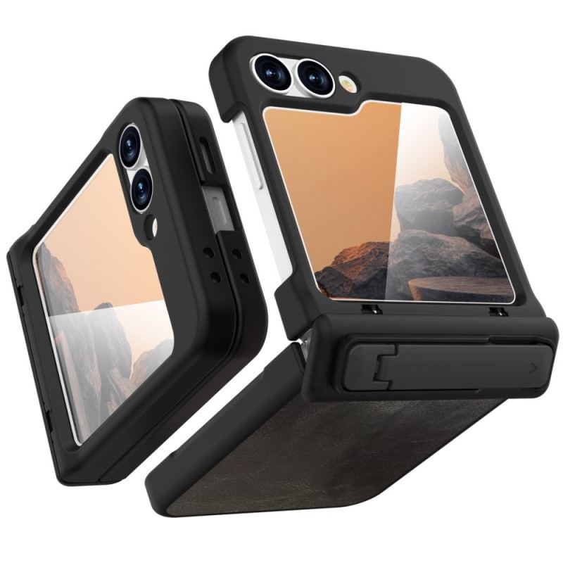 Coque Samsung Galaxy Z Flip 7 FE / Z Flip 6 Effet Cuir Vintage Support