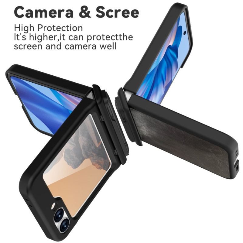 Coque Samsung Galaxy Z Flip 7 FE / Z Flip 6 Effet Cuir Vintage Support