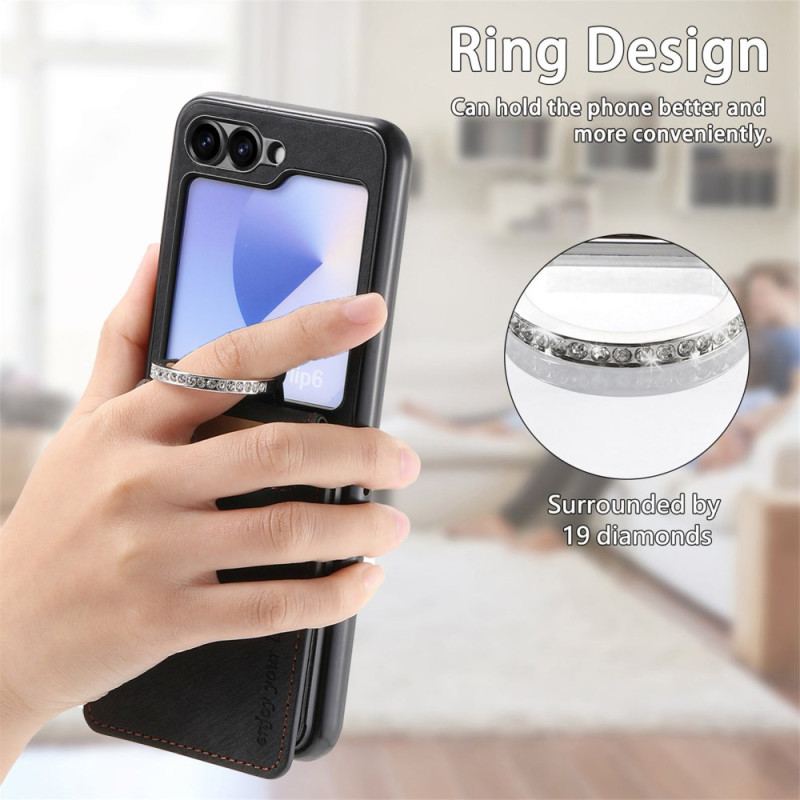 Coque Samsung Galaxy Z Flip 7 FE / Z Flip 6 Effet Daim avec Porte-Cartes