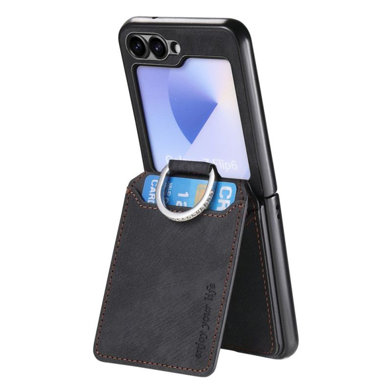Coque Samsung Galaxy Z Flip 7 FE / Z Flip 6 Effet Daim avec Porte-Cartes