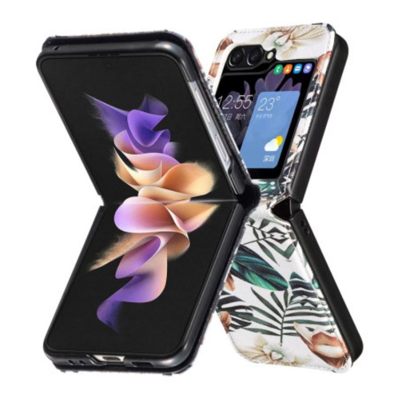 Coque Samsung Galaxy Z Flip 7 FE / Z Flip 6 Feuilles et Fleurs