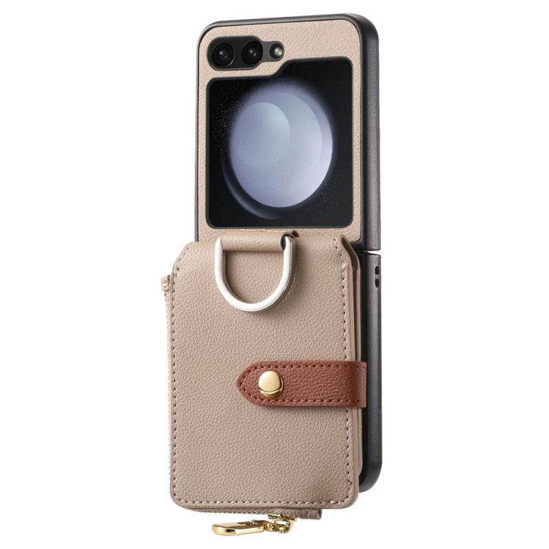 Coque Samsung Galaxy Z Flip 7 FE / Z Flip 6 Poche Zippée et Anneau de Support