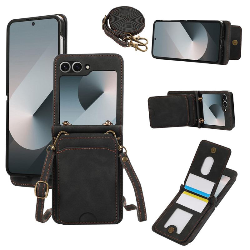 Coque Samsung Galaxy Z Flip 7 FE / Z Flip 6 Porte-Cartes et Bandoulière
