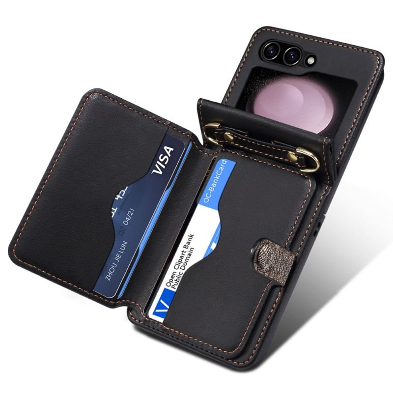 Coque Samsung Galaxy Z Flip 7 FE / Z Flip 6 Porte-Cartes et Lanière