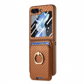 Coque Samsung Galaxy Z Flip 7 FE / Z Flip 6 Porte-Cartes Fibre Carbone