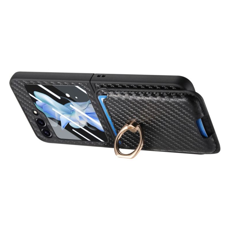 Coque Samsung Galaxy Z Flip 7 FE / Z Flip 6 Porte-Cartes Fibre Carbone