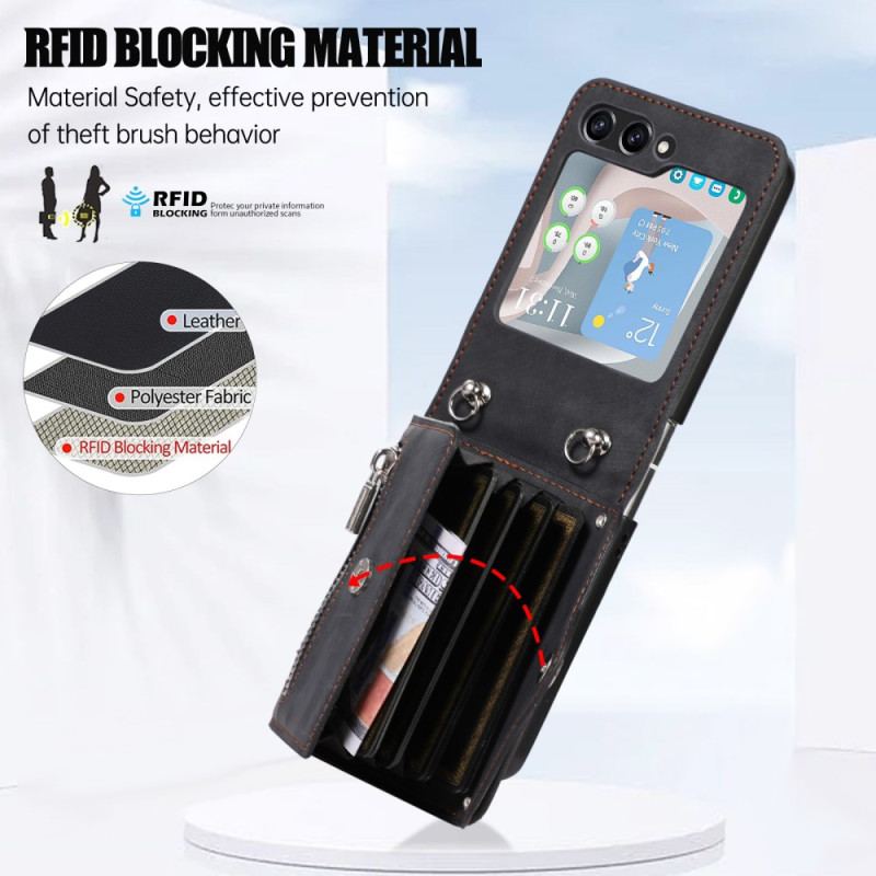 Coque Samsung Galaxy Z Flip 7 FE / Z Flip 6 Portefeuille et Bandoulière