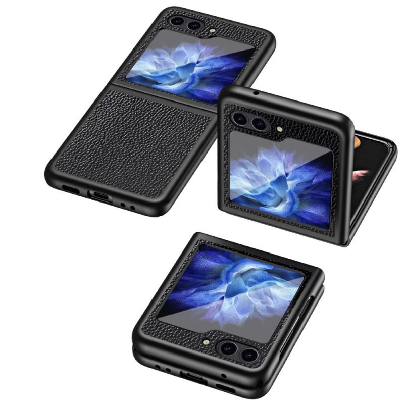 Coque Samsung Galaxy Z Flip 7 FE / Z Flip 6 Simili Cuir Litchi