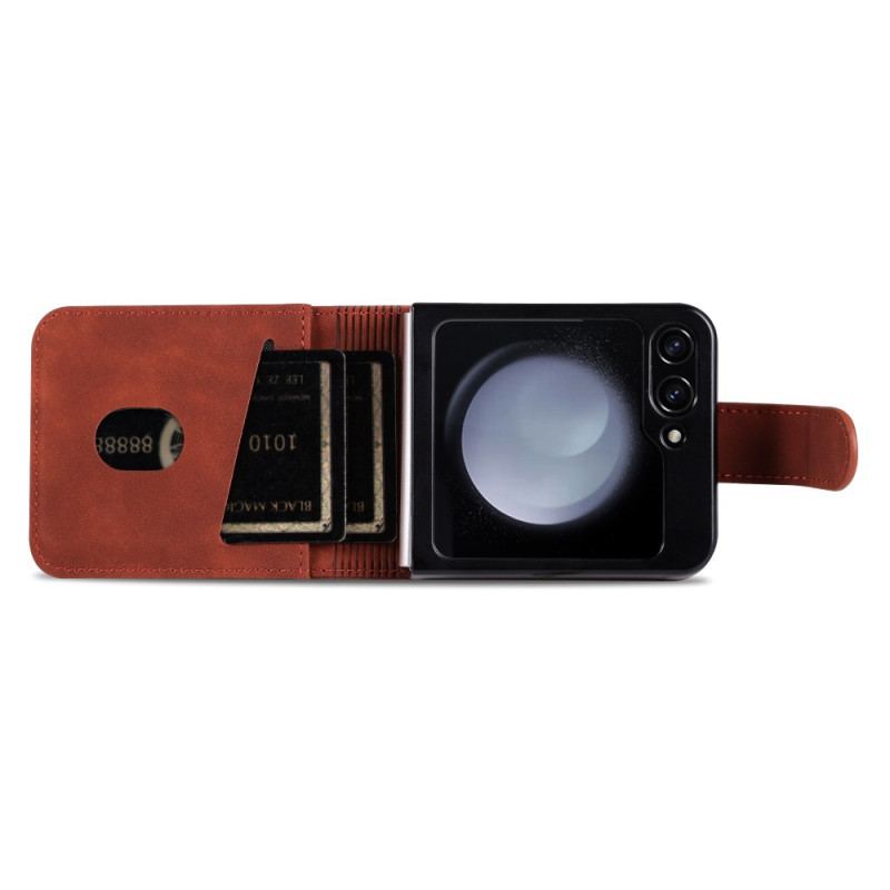 Coque Samsung Galaxy Z Flip 7 FE / Z Flip 6 Simili Cuir Porte-Cartes AZNS