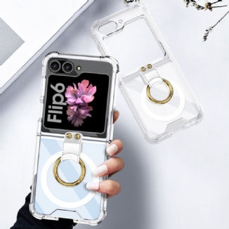 Coque transparente pour Samsung Galaxy Z Flip 7 FE / Z Flip 6 avec Anneau-Support et Fixation Magnétique GKK
