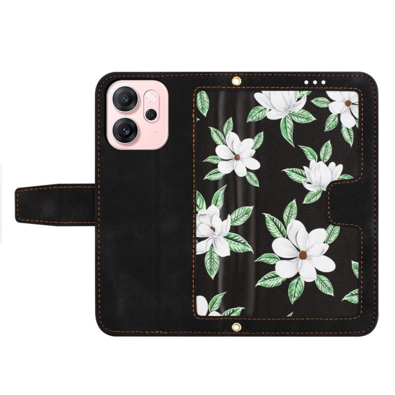 Housse Oppo Reno 14 F 5G Florale avec Laniière