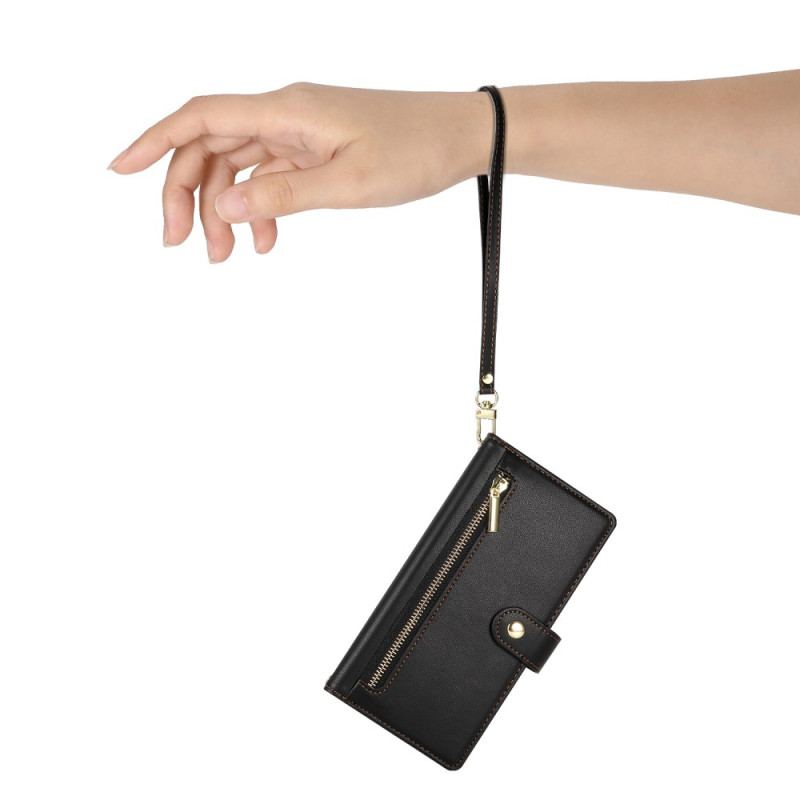 Housse Oppo Reno 14 F 5G Portefeuille avec Lanière et Bandoulière