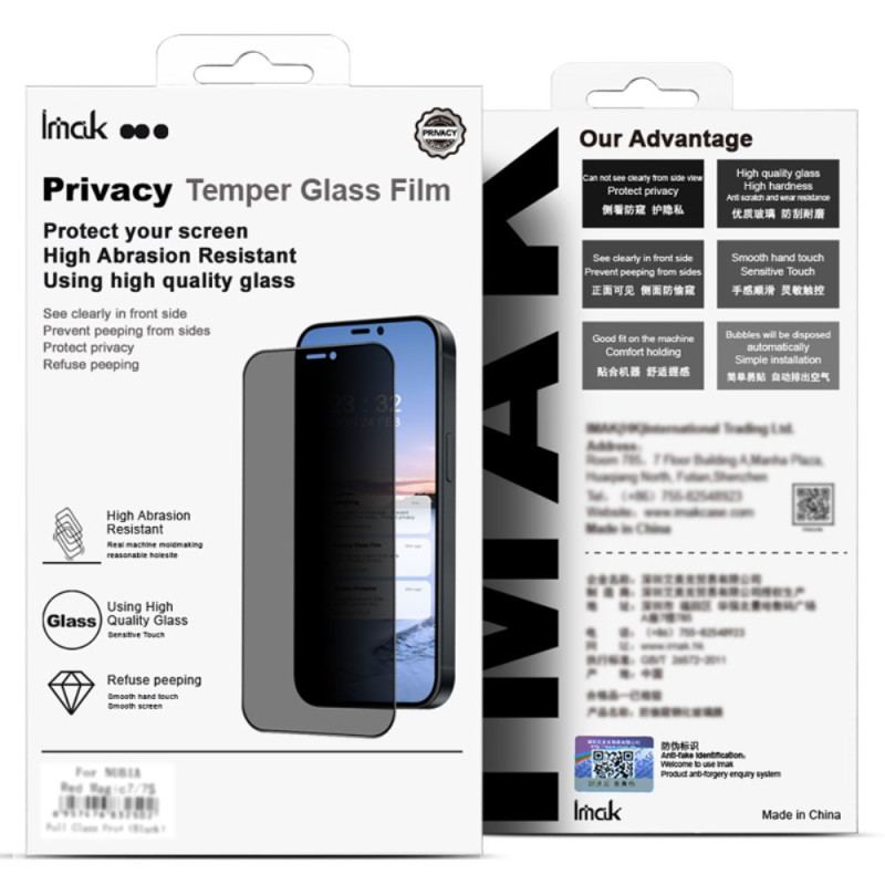 Protection en Verre Trempé Anti-Espion pour Écran Oppo Reno 14 F 5G IMAK