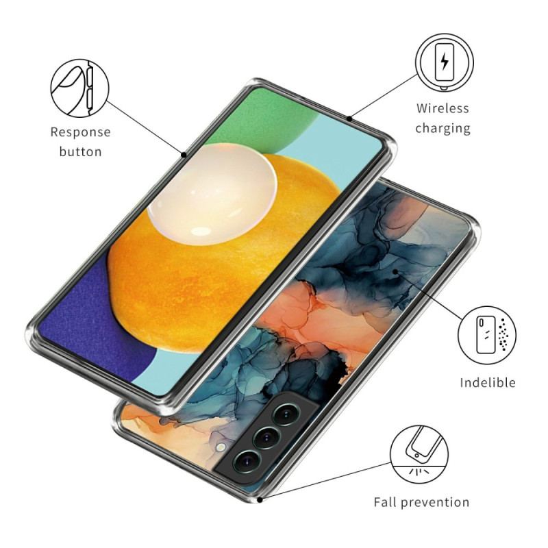 Coque Samsung Galaxy S24 5G Motif Marbre Abstrait Orange