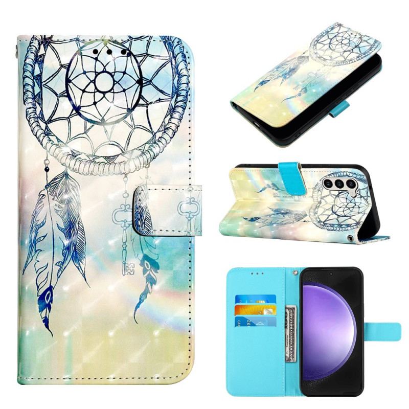 Housse Samsung Galaxy S24 5G Attrape Rêves Aquarelle Bleu