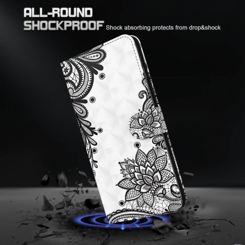 Housse Samsung Galaxy S24 5G Fleur en Dentelle à Lanière