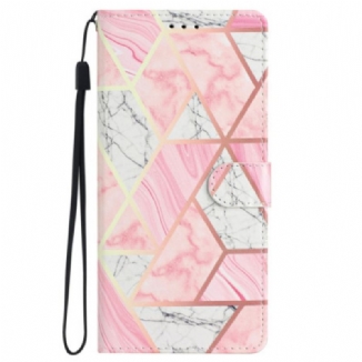 Housse Samsung Galaxy S24 5G Marbre Rose à Lanière