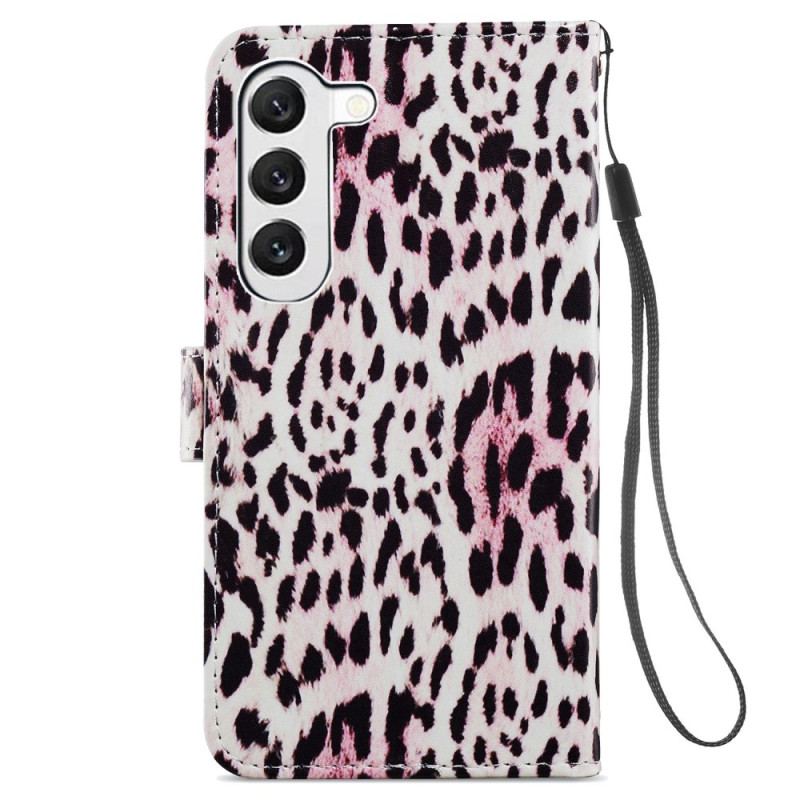 Housse Samsung Galaxy S24 5G Motif Léopard à Lanière