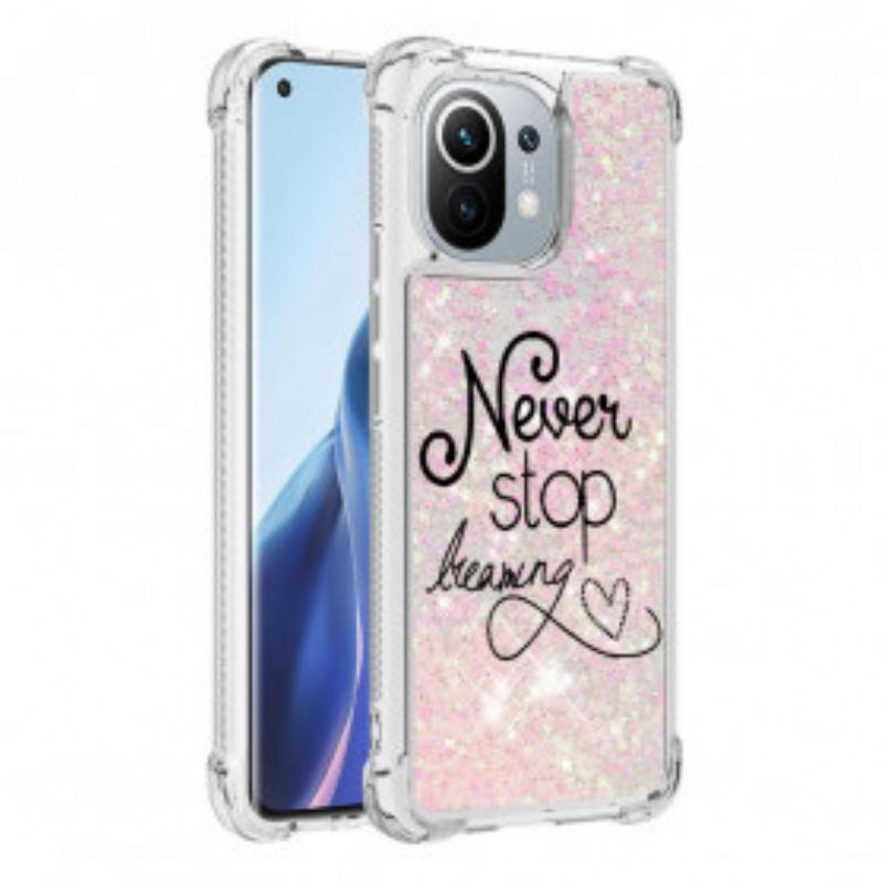 Coque Xiaomi Mi 11 Never Stop Dreaming Paillettes