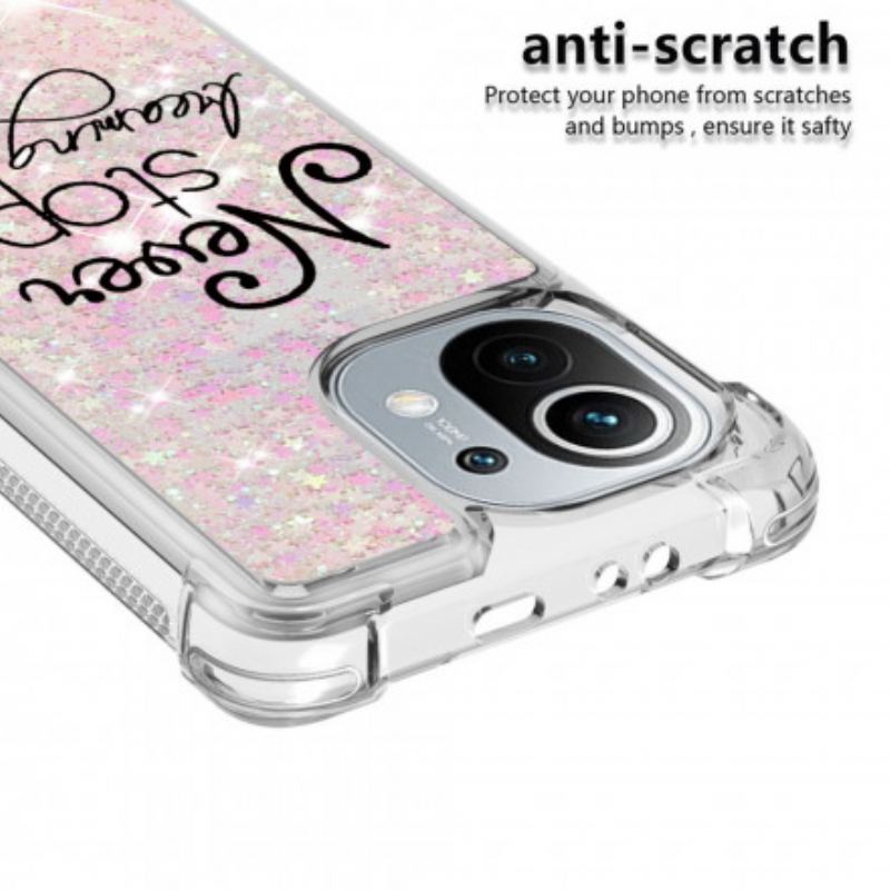 Coque Xiaomi Mi 11 Never Stop Dreaming Paillettes