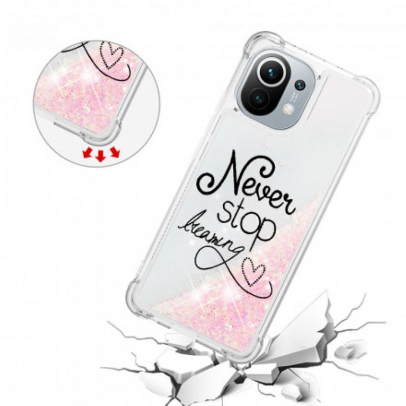 Coque Xiaomi Mi 11 Never Stop Dreaming Paillettes