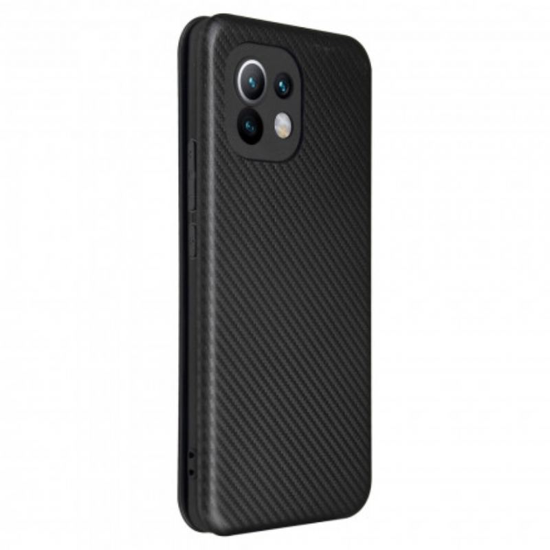 Flip Cover Xiaomi Mi 11 Fibre Carbone avec Anneau Support
