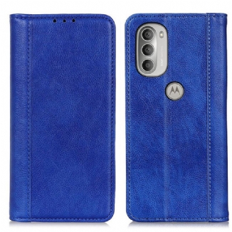 Flip Cover Moto G51 5G Cuir Litchi Fendu Élégance