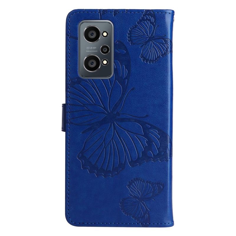 Housse Realme GT Neo 3T / Neo 2 Papillons Géants à Lanière