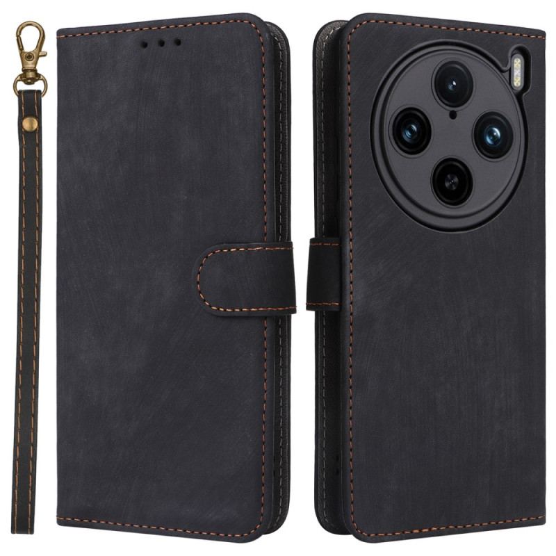 Housse Vivo X100 Pro Effet Daim à Lanière