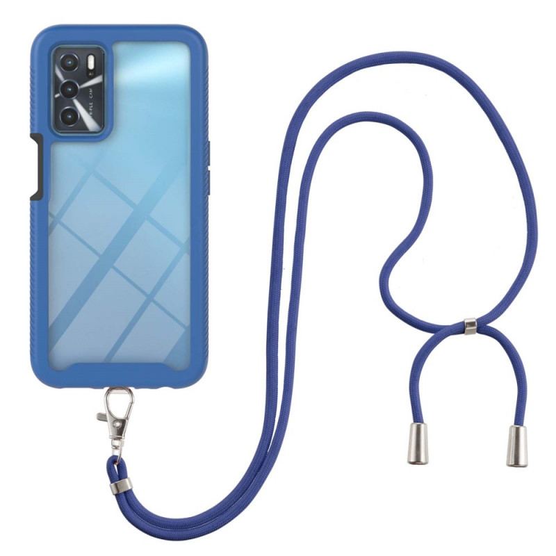 Coque Oppo A16 / A16s Hybride avec Cordon et Contour Coloré