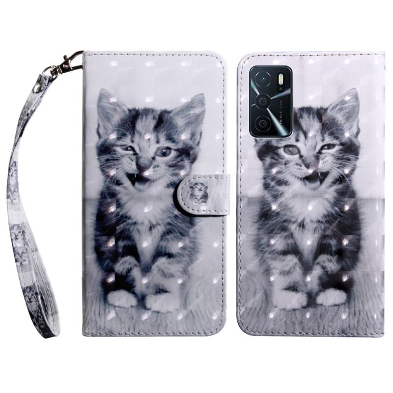 Housse Oppo A16 / A16s Chat Noir et Blanc