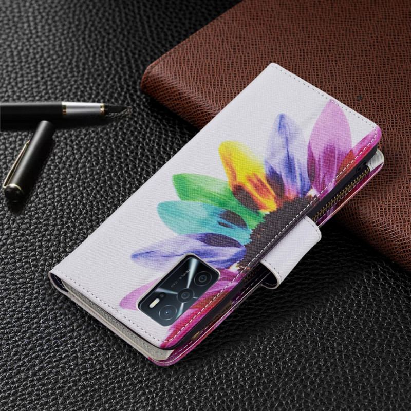 Housse Oppo A16 / A16s Poche Zippée Fleur