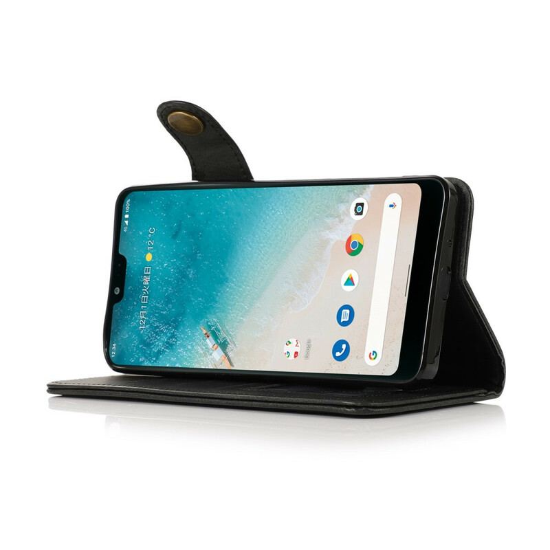 Housse Oppo A16 / A16s Simili Cuir Bouton KHAZNEH
