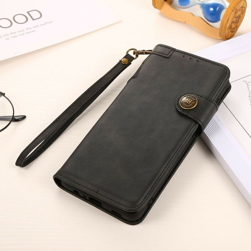 Housse Oppo A16 / A16s Simili Cuir Bouton KHAZNEH