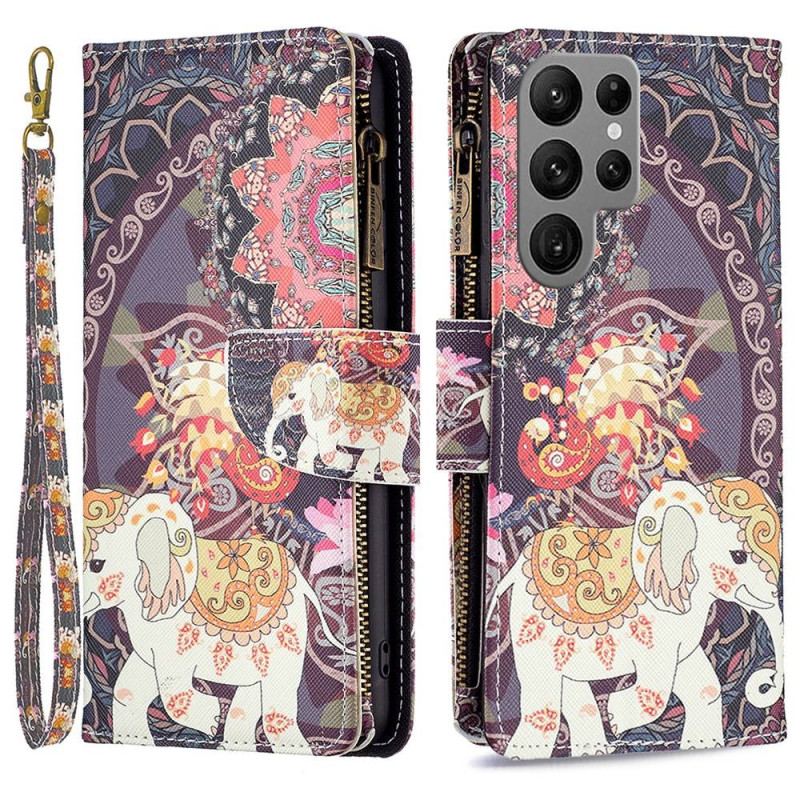 Housse Samsung Galaxy S23 Ultra 5G Portefeuille Éléphant