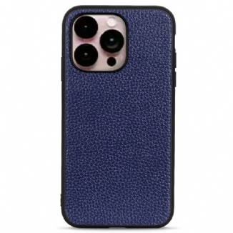 Coque iPhone 14 Pro Max Véritable Cuir Litchi