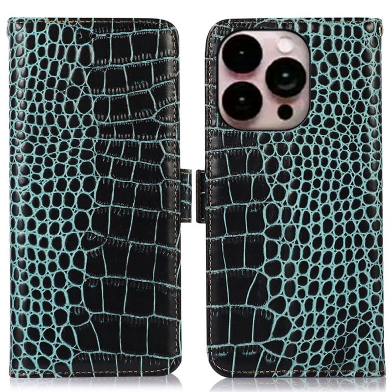 Housse iPhone 14 Pro Max Style Crocodile RFID