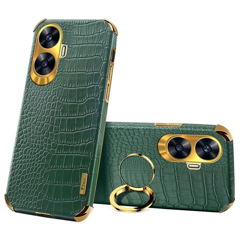 Coque Realme C55 Texture Crocodile avec Anneaiu-Support
