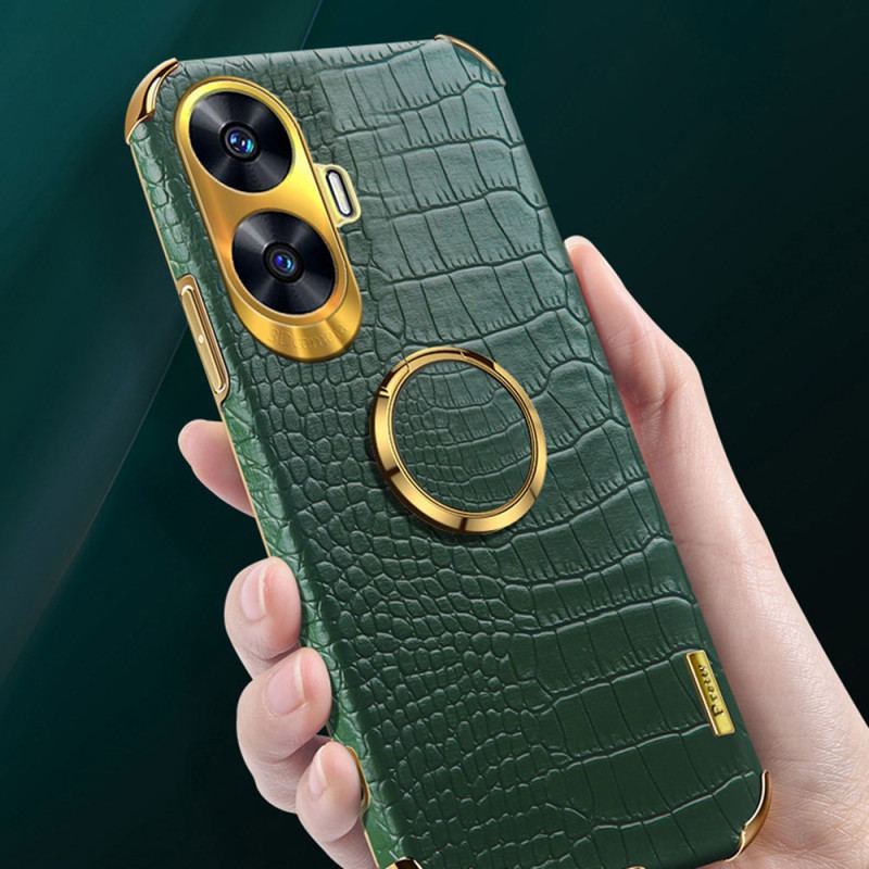 Coque Realme C55 Texture Crocodile avec Anneaiu-Support