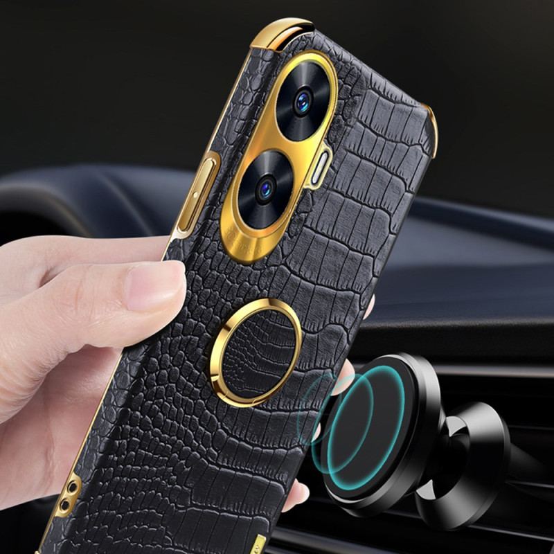 Coque Realme C55 Texture Crocodile avec Anneaiu-Support