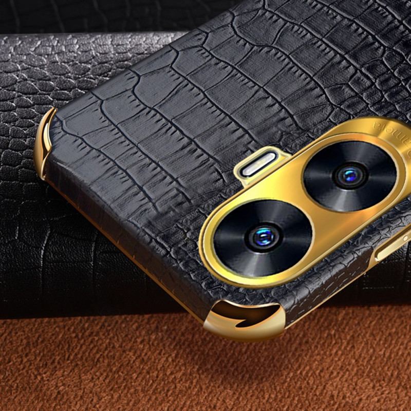 Coque Realme C55 Texture Crocodile avec Anneaiu-Support